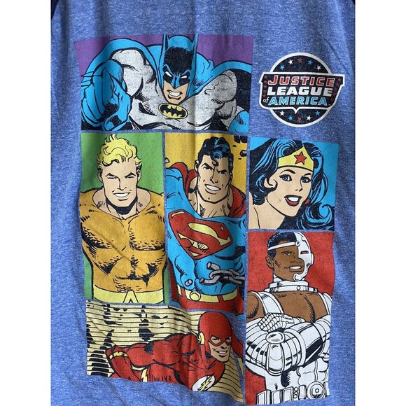Justice League America DC Comics Men's XL Blue T-Shirt Ringer Tee - Picture 7 of 9